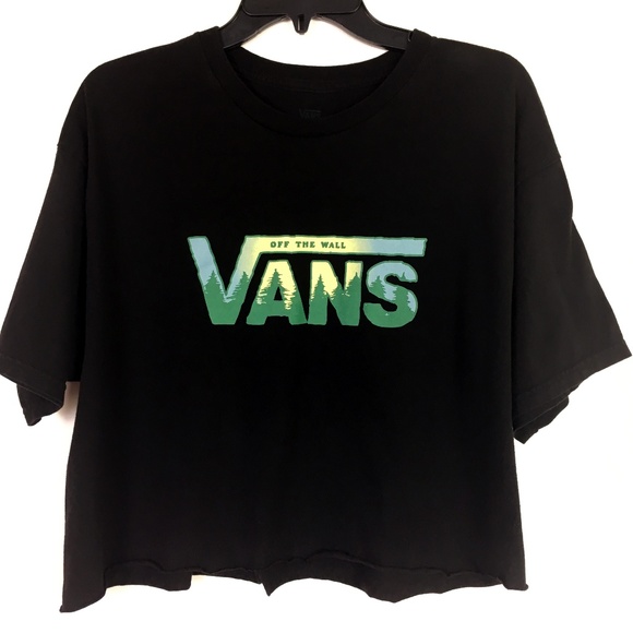 Vans Tops - Vans Off the Wall Green/Yellow Logo Crop Top Large